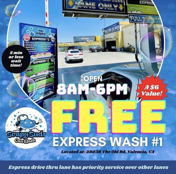 Mention What's Up SCV @ Soapy Suds for a FREE Express Wash!